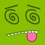 Vector Cute Cartoon Green Dizzy Face N3