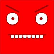 Vector Cute Cartoon Red Angry Face