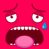 Vector Cute Cartoon Pink Tired Face