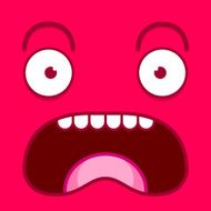 Vector Cute Cartoon Pink Screaming Face