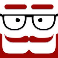 Vector Cute Cartoon White Hipster Face