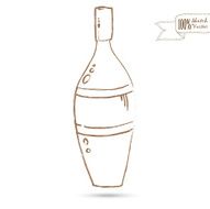 Sketch of Wine Bottle Isolated On The White Background