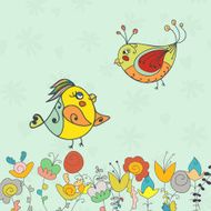 background with flower and bird N2