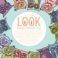 Owl&#039;s Angled Around Edge &quot;Looking Who&#039;s Having Birthday&quot; Greeting Card N3