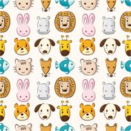 Cartoon animal head seamless pattern N2