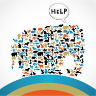 Silhouette animal help card