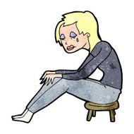 cartoon crying woman N14