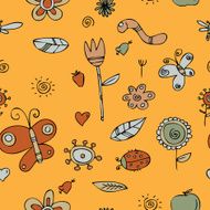 Seamless doodle pattern of garden