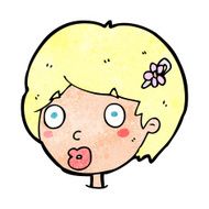 cartoon surprised female face N100