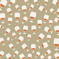 Vintage pattern wineglasses with red wine Vector illustration