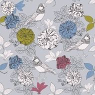 Birds and blooming roses