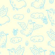 Pattern with birds and eggs