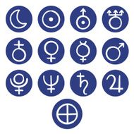 Icons for the planets sun and moon illustration