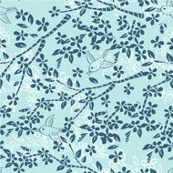 vector seamless of birds branches and flowers