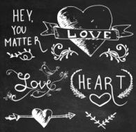 doodle love and heart chalk set