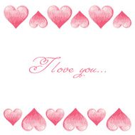 Hand drawn colorful Valentine hearts border N2
