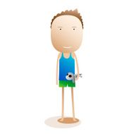 Child holding a doll white background N2