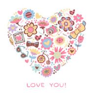 Love Heart made of flowers and fashionable things N3