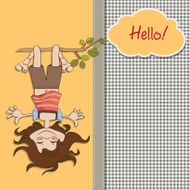 amused young girl standing with her head hanging down N14