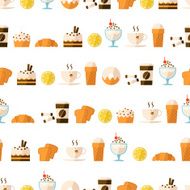 Seamless pattern with dessert and drinks N2