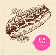 Vintage fast food background with color bubble