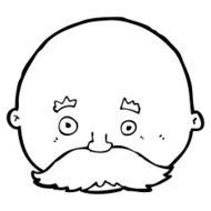 cartoon bald man with mustache N29