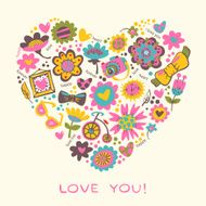 Love Heart made of flowers and fashionable things N4