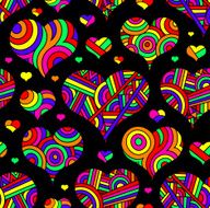 retro seamless pattern with colorful hearts N5