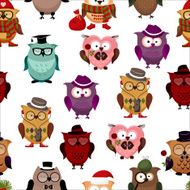 Seamless pattern with funny owls N2