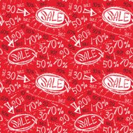 Sale seamless pattern Sketch black white red vector