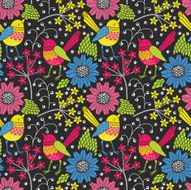 Seamless floral pattern with birds N13