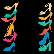 Background with colorful shoes and space for text