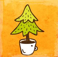 Tree in Cup on Grunge Background