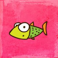 Cute Fish on Grunge Background