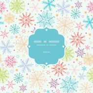 Colorful Doodle Snowflakes Frame Seamless Pattern Background