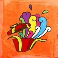 Open Gift on Grunge Background