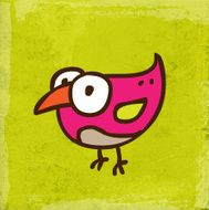 Cute Bird on Grunge Background N4