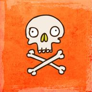 Skull and Crossbones on Grunge Background