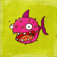 Cute Fish on Grunge Background N2