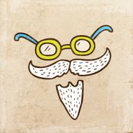 Glasses With Moustache and Beard on Grunge Background