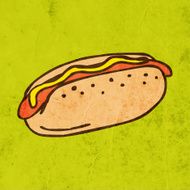 Hot Dog on Grunge Background