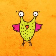 Alien bird Monster Cartoon Illustration Doodle Design Paper Background