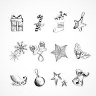 Set hand-drawn christmas elements Vector illustration