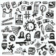 Crime violence - doodles set N2