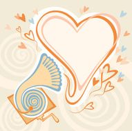 Heart and old fashioned record player design