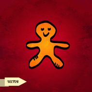 Holiday card with sketch gingerbread man