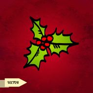 Holiday card with sketch holly berry
