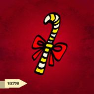 Holiday card with sketch candy cane