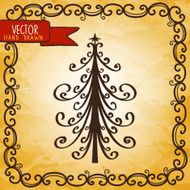Vintage card with Christmas tree and frame