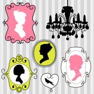 vintage frames with ladies silhouettes N2